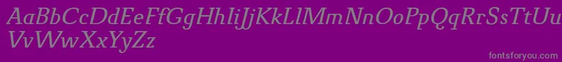 NovelloProItalic-fontti – harmaat kirjasimet violetilla taustalla