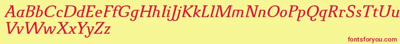 NovelloProItalic Font – Red Fonts on Yellow Background