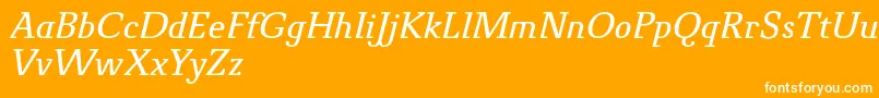 Czcionka NovelloProItalic – białe czcionki na pomarańczowym tle