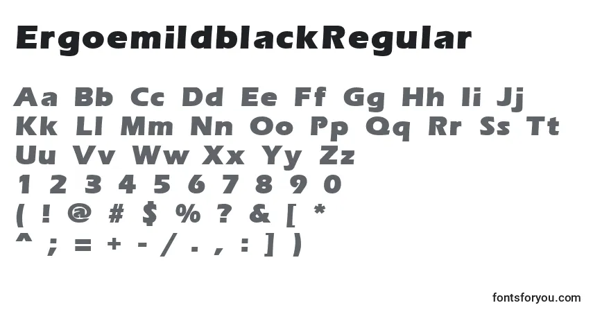 ErgoemildblackRegular-fontti – aakkoset, numerot, erikoismerkit