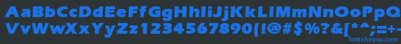 Fonte ErgoemildblackRegular – fontes azuis em um fundo preto