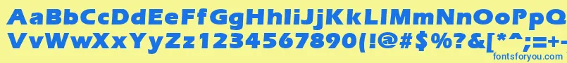 Fonte ErgoemildblackRegular – fontes azuis em um fundo amarelo