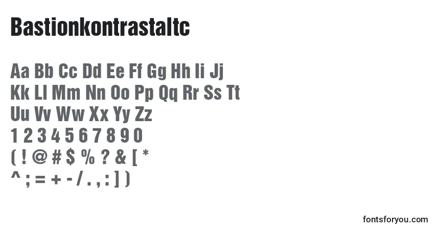 Czcionka Bastionkontrastaltc – alfabet, cyfry, specjalne znaki