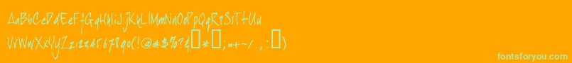 Joehand Font – Green Fonts on Orange Background