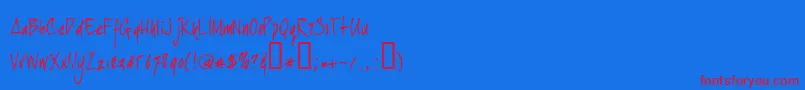 Joehand Font – Red Fonts on Blue Background