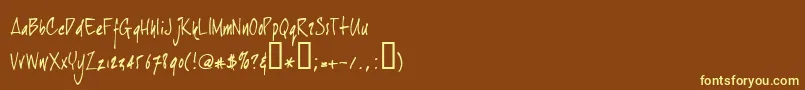 Joehand-Schriftart – Gelbe Schriften auf braunem Hintergrund
