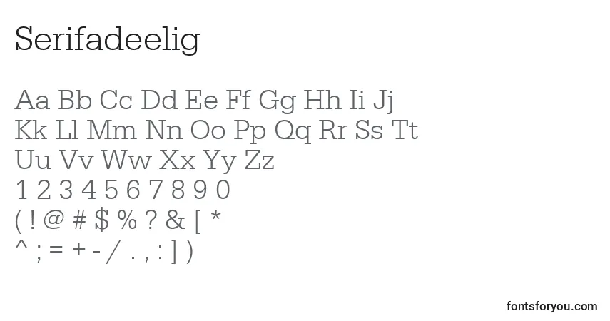 A fonte Serifadeelig – alfabeto, números, caracteres especiais