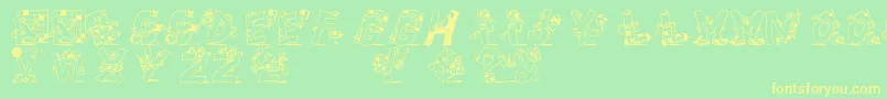 MotscroizesRegular Font – Yellow Fonts on Green Background