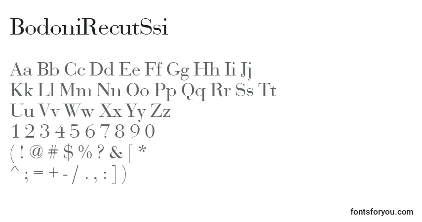 A fonte BodoniRecutSsi – alfabeto, números, caracteres especiais