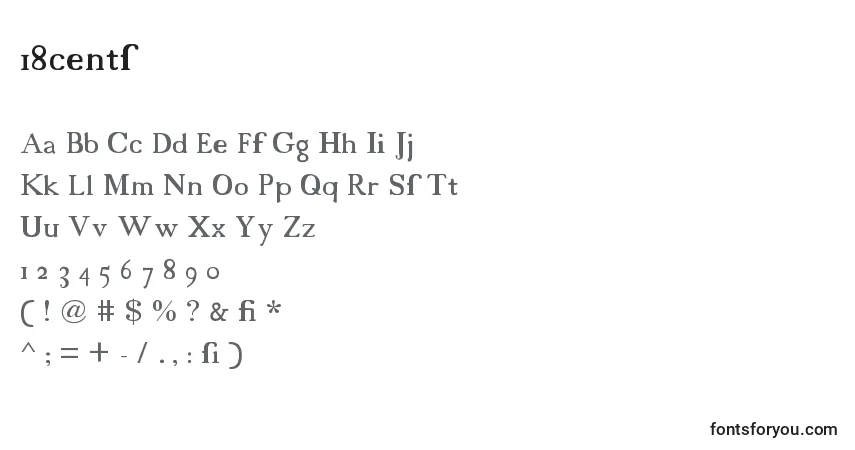A fonte 18cents – alfabeto, números, caracteres especiais