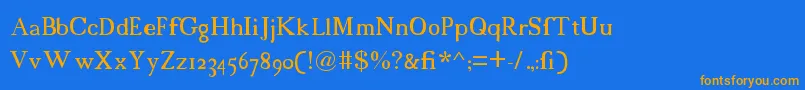 フォント18cents – オレンジ色の文字が青い背景にあります。