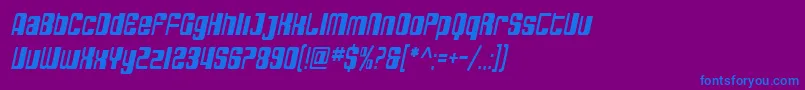 フォントSfDecotechnoCondensedOblique – 紫色の背景に青い文字