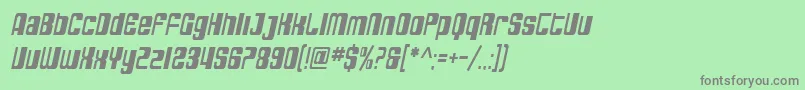 フォントSfDecotechnoCondensedOblique – 緑の背景に灰色の文字