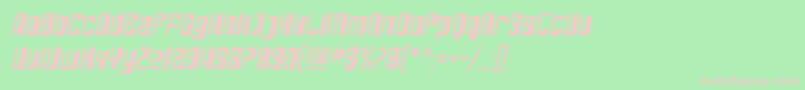 SfDecotechnoCondensedOblique-fontti – vaaleanpunaiset fontit vihreällä taustalla