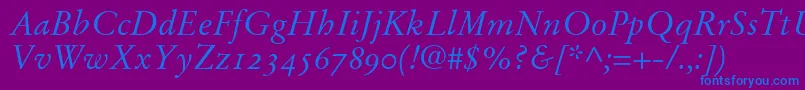 StempelGaramondItalicOldstyleFigures Font – Blue Fonts on Purple Background