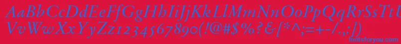 StempelGaramondItalicOldstyleFigures Font – Blue Fonts on Red Background