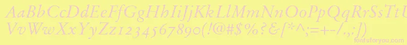 StempelGaramondItalicOldstyleFigures Font – Pink Fonts on Yellow Background