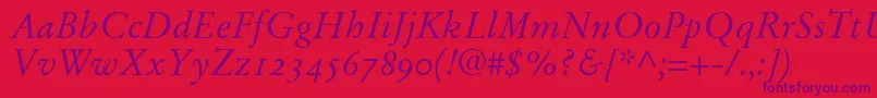 StempelGaramondItalicOldstyleFigures Font – Purple Fonts on Red Background