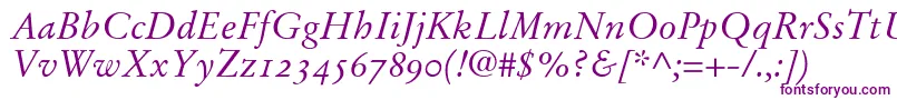 StempelGaramondItalicOldstyleFigures-Schriftart – Violette Schriften auf weißem Hintergrund