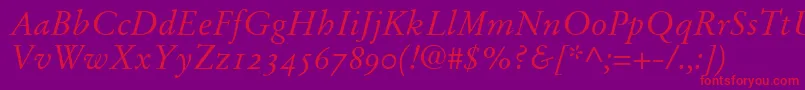 StempelGaramondItalicOldstyleFigures Font – Red Fonts on Purple Background