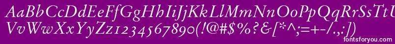 StempelGaramondItalicOldstyleFigures Font – White Fonts on Purple Background