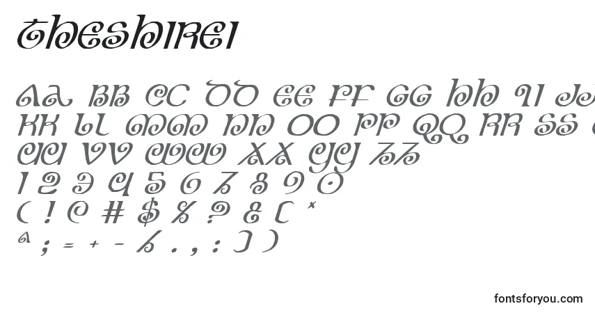 Schriftart Theshirei – Alphabet, Zahlen, spezielle Symbole