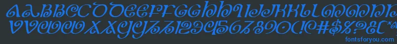 Theshirei Font – Blue Fonts on Black Background