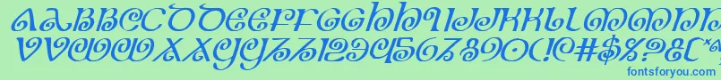Theshirei Font – Blue Fonts on Green Background