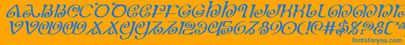 Theshirei Font – Blue Fonts on Orange Background