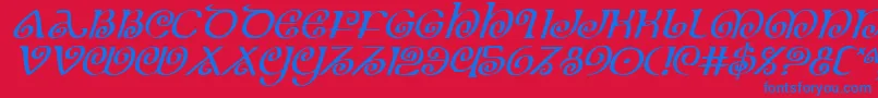 Theshirei Font – Blue Fonts on Red Background