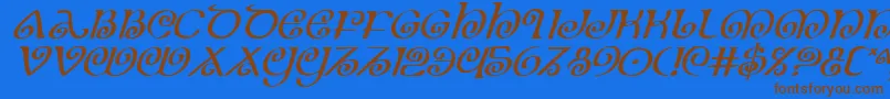 Theshirei Font – Brown Fonts on Blue Background