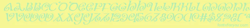 Theshirei Font – Green Fonts on Yellow Background