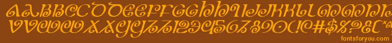 Theshirei Font – Orange Fonts on Brown Background