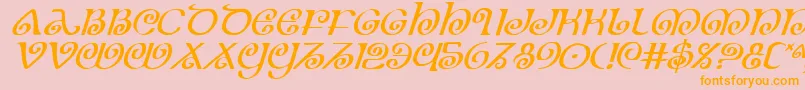 Theshirei Font – Orange Fonts on Pink Background