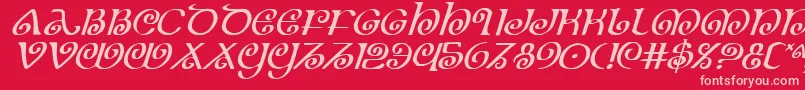 Theshirei Font – Pink Fonts on Red Background