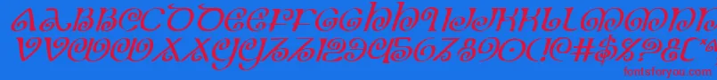 Theshirei Font – Red Fonts on Blue Background