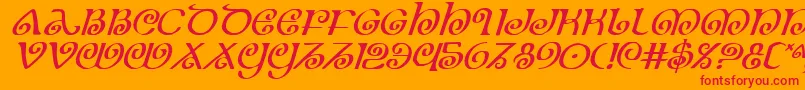 Theshirei Font – Red Fonts on Orange Background