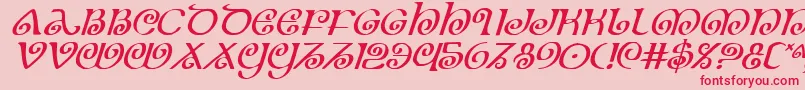 Theshirei Font – Red Fonts on Pink Background