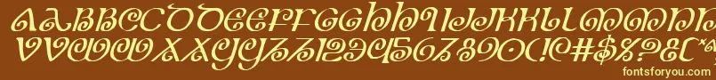 Theshirei Font – Yellow Fonts on Brown Background