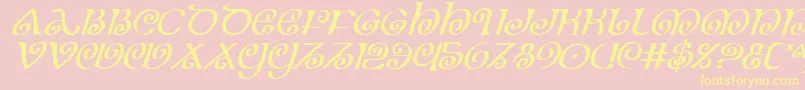Theshirei Font – Yellow Fonts on Pink Background
