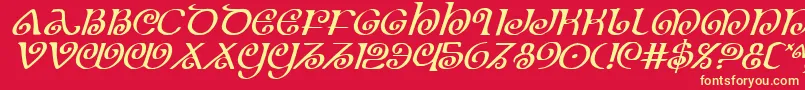Theshirei Font – Yellow Fonts on Red Background