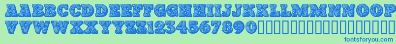 Paisleycaps ffy Font – Blue Fonts on Green Background