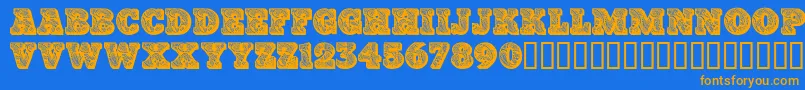 Paisleycaps ffy Font – Orange Fonts on Blue Background