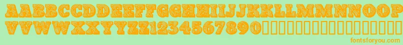 Paisleycaps ffy Font – Orange Fonts on Green Background