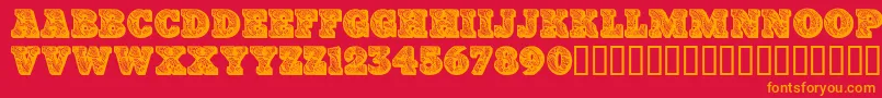 Paisleycaps ffy Font – Orange Fonts on Red Background