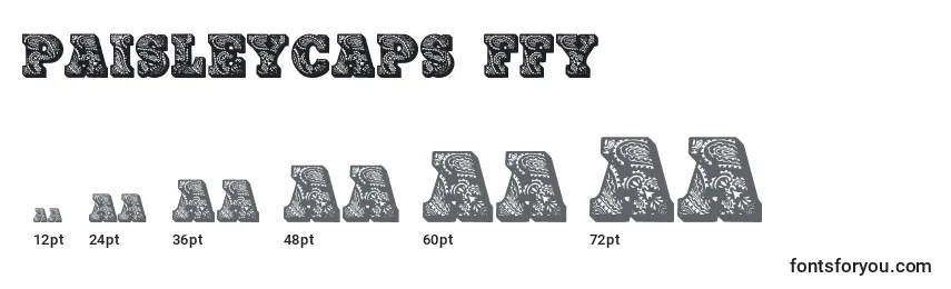 Größen der Schriftart Paisleycaps ffy