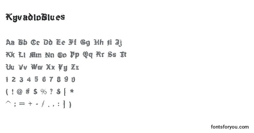 Czcionka KyvadloBlues – alfabet, cyfry, specjalne znaki
