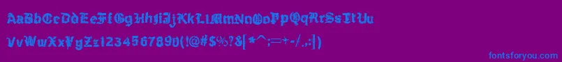 KyvadloBlues-fontti – siniset fontit violetilla taustalla