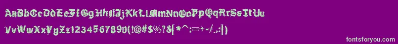 KyvadloBlues-fontti – vihreät fontit violetilla taustalla