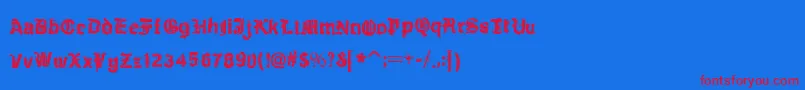 KyvadloBlues-fontti – punaiset fontit sinisellä taustalla